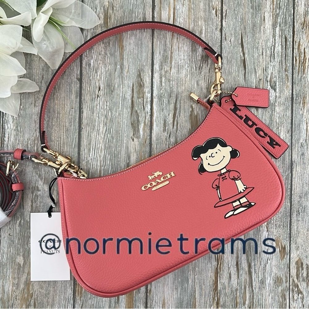 Coach X Peanuts Leather Teri Shoulder Bag With Lucy Crossbody Purse
